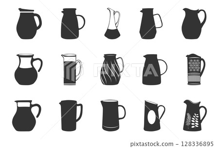 Jug silhouettes, Jug svg, Jug icon, Water jug silhouette, Milk jug silhouette, Water jug svg, Milk jug svg, Pitcher silhouette 128336895