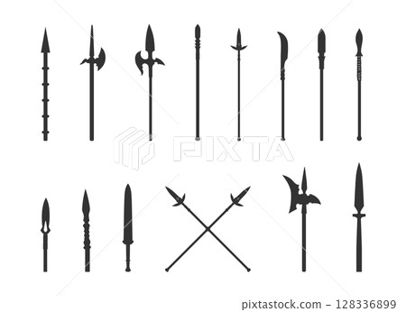 Spear silhouettes, Spear svg, Ancient spear svg, Ancient spear silhouette, Spear vector illustration 128336899