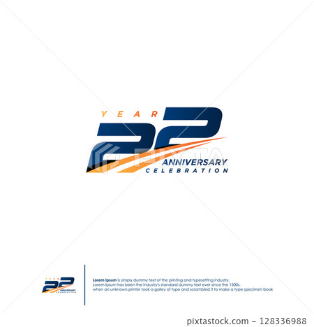22 Years Anniversary logotype design flat style design template 22 Years Anniversary logotype design flat style design template 128336988