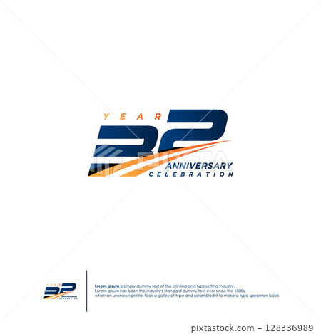 32 Years Anniversary logotype design flat style design template 32 Years Anniversary logotype design flat style design template 128336989