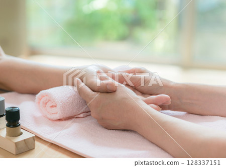 Hand treatment, hand massage, touch care Hand treatment, hand massage, touch care 128337151