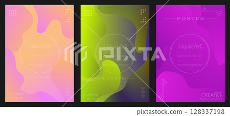 Colorful background of wavy shapes. Liquid art of gradient shapes. A modern design template for a creative idea Colorful background of wavy shapes. Liquid art of gradient shapes. A modern design template for a creative idea 128337198
