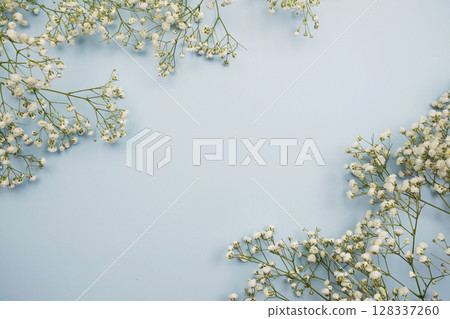 Space for copy background and flower decoration on blue background 128337260