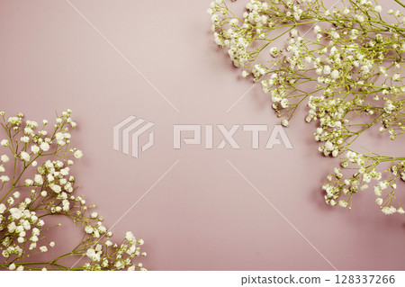 Space for copy background and flower decoration on pink background 128337266