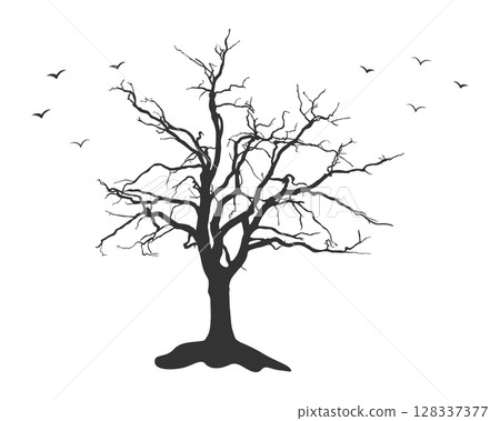 Scary dead tree silhouette, Tree silhouette, Bare silhouette, Tree SVG, Tree icon Scary dead tree silhouette, Tree silhouette, Bare silhouette, Tree SVG, Tree icon 128337377