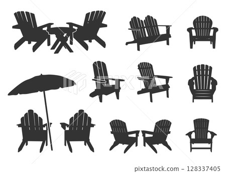 Adirondack chair silhouette, Adirondack chair SVG, Chairs silhouette 128337405