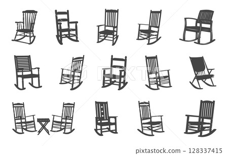 Wooden rocking chair silhouette, Wooden rocking chair svg, Old rocking chair svg, Rocking chair svg, Rocking chair silhouette, Wooden rocking chair vector bundle 128337415
