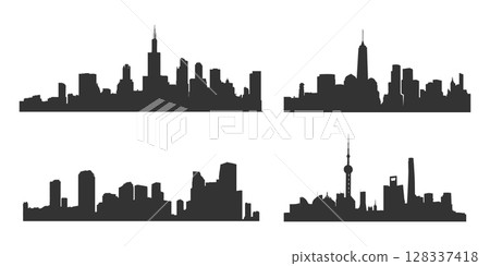 City silhouette, City skyline silhouettes, City SVG, City vector City silhouette, City skyline silhouettes, City SVG, City vector 128337418