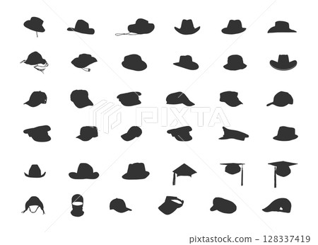 Caps and hats silhouette, Caps and hats SVG, Caps and hats clip art, Caps vector 128337419