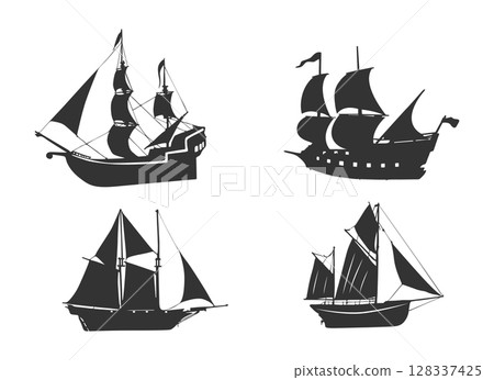 Old ship silhouette, Pirate ship vector, Ship silhouette, Sailing ship silhouette, Old ship vector Old ship silhouette, Pirate ship vector, Ship silhouette, Sailing ship silhouette, Old ship vector 128337425