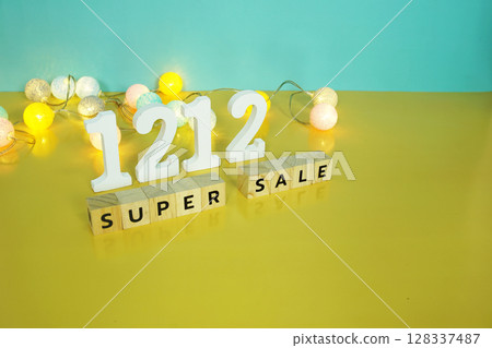 12.12 Super Sale Promotion and Marketing with cotton balls decoration 128337487