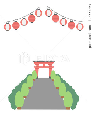 Lantern shrine torii frame illustration 128337865