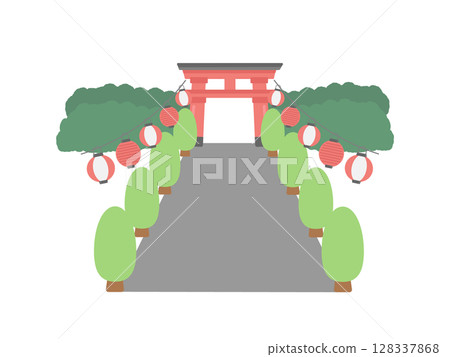 Lantern shrine torii frame illustration 128337868