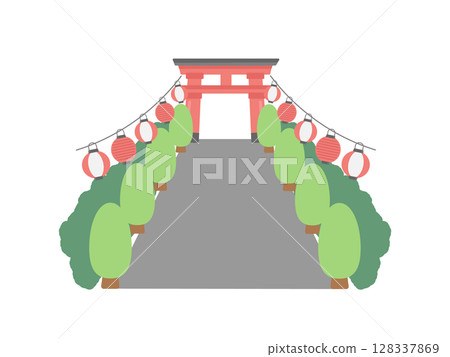 Lantern shrine torii frame illustration 128337869