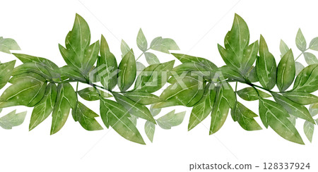 Green leaves seamless border Green leaves seamless border 128337924