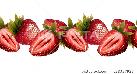 Strawberries seamless border Strawberries seamless border 128337925