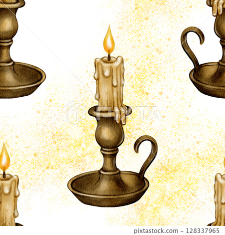 Seamless pattern with vintage candle Seamless pattern with vintage candle 128337965