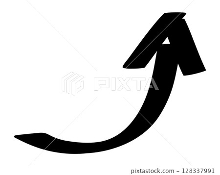 Illustration material of a black arrow icon rising to the right Illustration material of a black arrow icon rising to the right 128337991