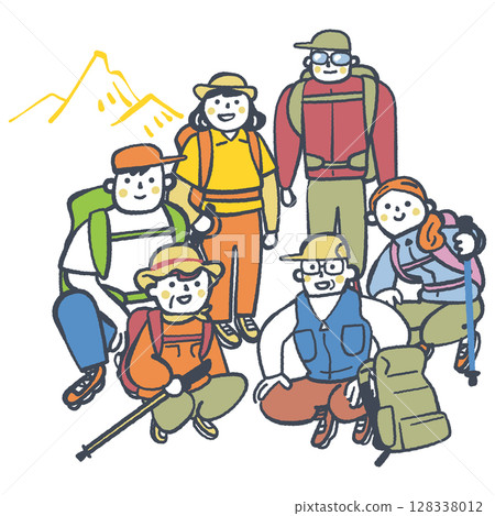 Summit climbing achievement group photo stock illustration 128338012