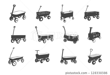 Wagon svg, Wagon silhouette, Toy wagon svg, Toy wagon silhouette, Wagon vector bundle, Wagon clipart, Wagon icon. 128338386