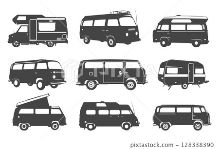 Camper van svg, Camper van silhouette, Travel van silhouette, Travel van svg, Camper car svg, Travel car silhouette, Camper van vector 128338390