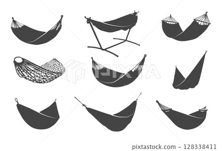 Hammock silhouette, Relaxing hammock silhouette 128338411