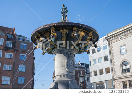 Caritas Fountain on Strøget in Copenhagen/Denmark 128338523