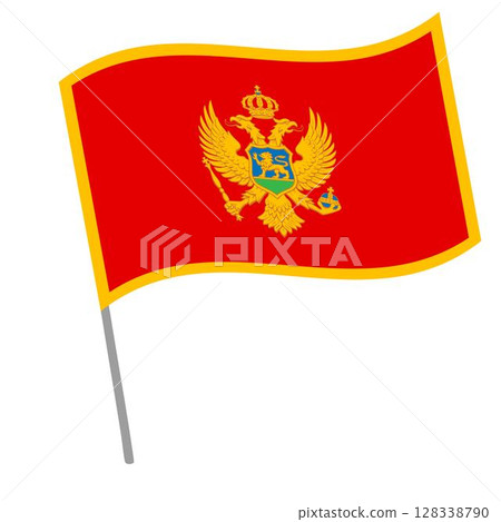 Montenegro national flag flutters with flagpole 128338790