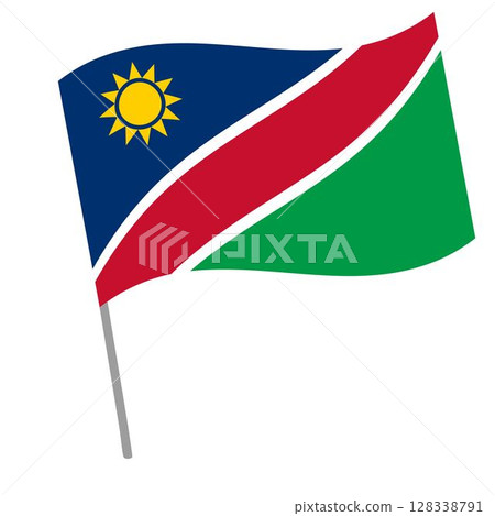 Namibia national flag flutters with flagpole 128338791