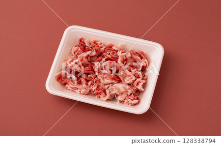 Pork chops in a styrofoam food tray 128338794