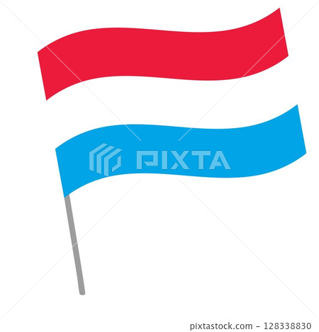 Luxembourg national flag flutters with flagpole 128338830