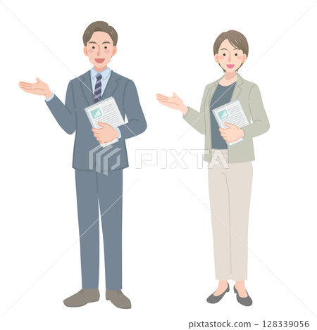 男女辦公室職員持證上崗指導 128339056