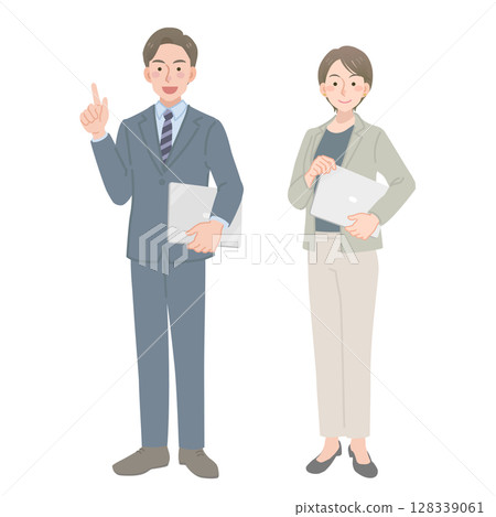 帶著筆記型電腦的商務男士和女士 128339061