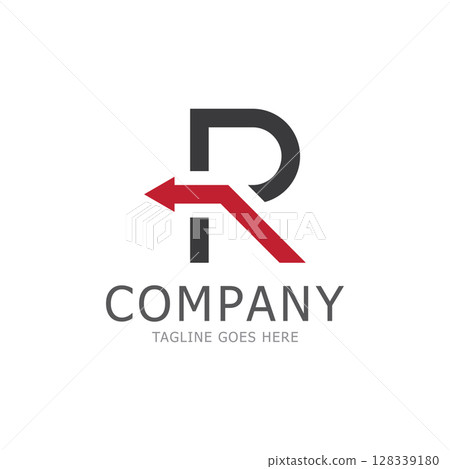 R letter arrow vector illustration icon logo template design 128339180