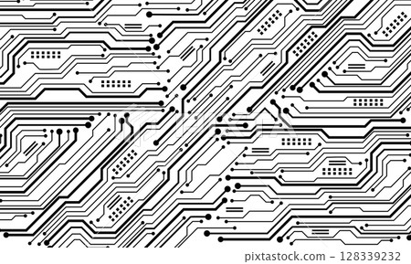 Abstract black circuit board technology connected lines electronics elements computer motherboard chip processor semiconductor digital on white background vector Abstract black circuit board technology connected lines electronics elements computer motherboard chip processor semiconductor digital on white background vector 128339232