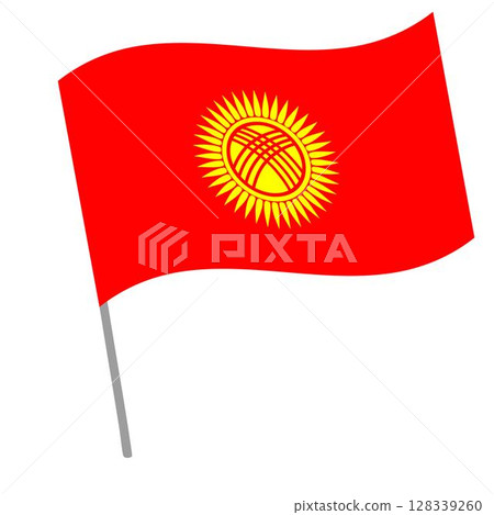 Kazakhstan national flag flutters with flagpole 128339260