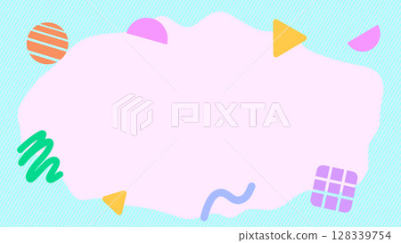 Retro pop fluid shapes and Memphis pattern background in light blue 128339754