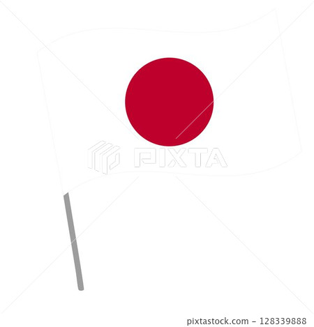 Japan national flag flutters with flagpole 128339888