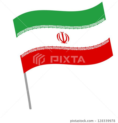 Iran national flag flutters with flagpole 128339978