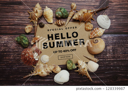 Summer Sale 40% off Promotion Offer Discount Retail Shopping Concept 128339987