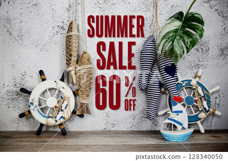 Summer Sale 60% off Promotion Offer Discount Retail Shopping Concept Summer Sale 60% off Promotion Offer Discount Retail Shopping Concept 128340050