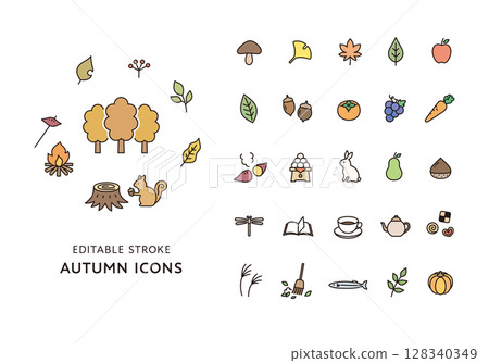 Autumn related icon set (color) 128340349