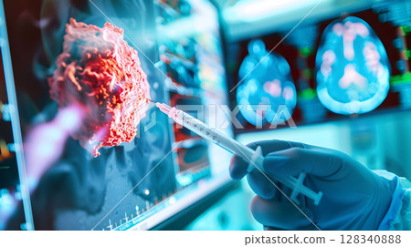 Photo of a biopsy needle extracting tissue Photo of a biopsy needle extracting tissue 128340888