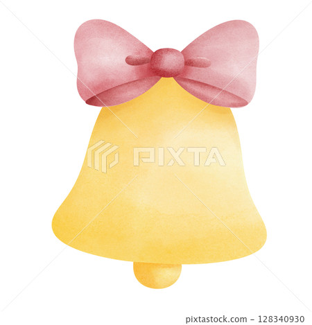 Yellow bell with ribbon  128340930