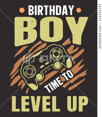 Birthday boy time to level up vintage video gaming t-shirt design with vector V02 Birthday boy time to level up vintage video gaming t-shirt design with vector V02 128341155
