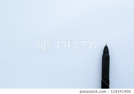 Black pen placed on white cover background with customizable space for text 128341400
