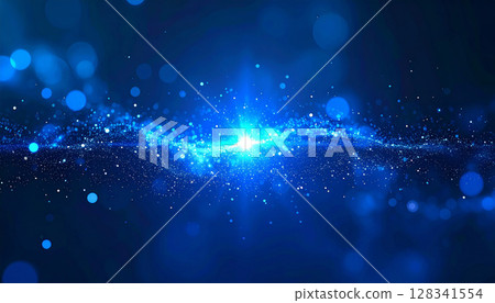 藍色宇宙中閃爍的光芒與粒子的奇幻空間 128341554