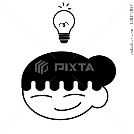 Simple illustration of an inspired girl (black and white) Simple illustration of an inspired girl (black and white) 128341937