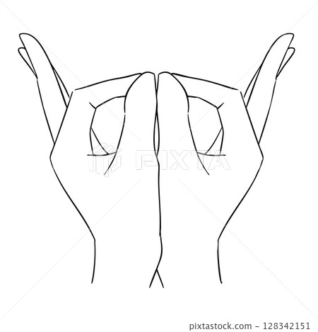 Mani Ratna Mudra black and white illustration Mani Ratna Mudra black and white illustration 128342151