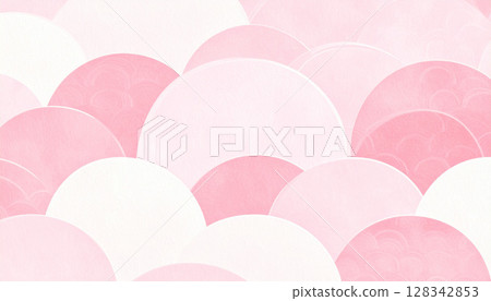 Pink Japanese pattern overlapping circle background 128342853